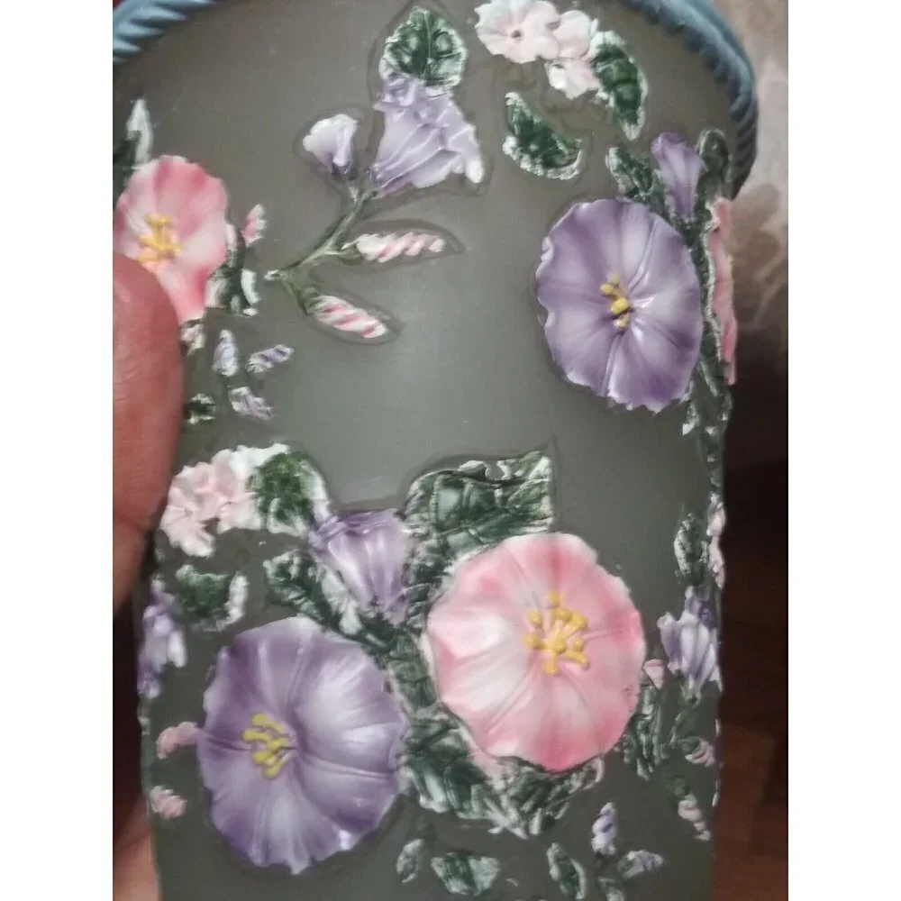 3-Pc Bathroom Set Morning Glory Resin Retd. Tumbler Toothbrush Holder Soap Dish